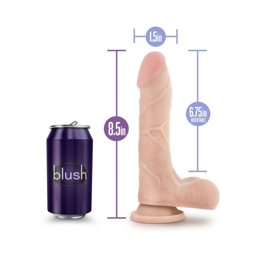 Blush Au Naturel Mister Perfect 8.5 in. Posable Dual Density Dildo with Balls & Suction Cup Beige