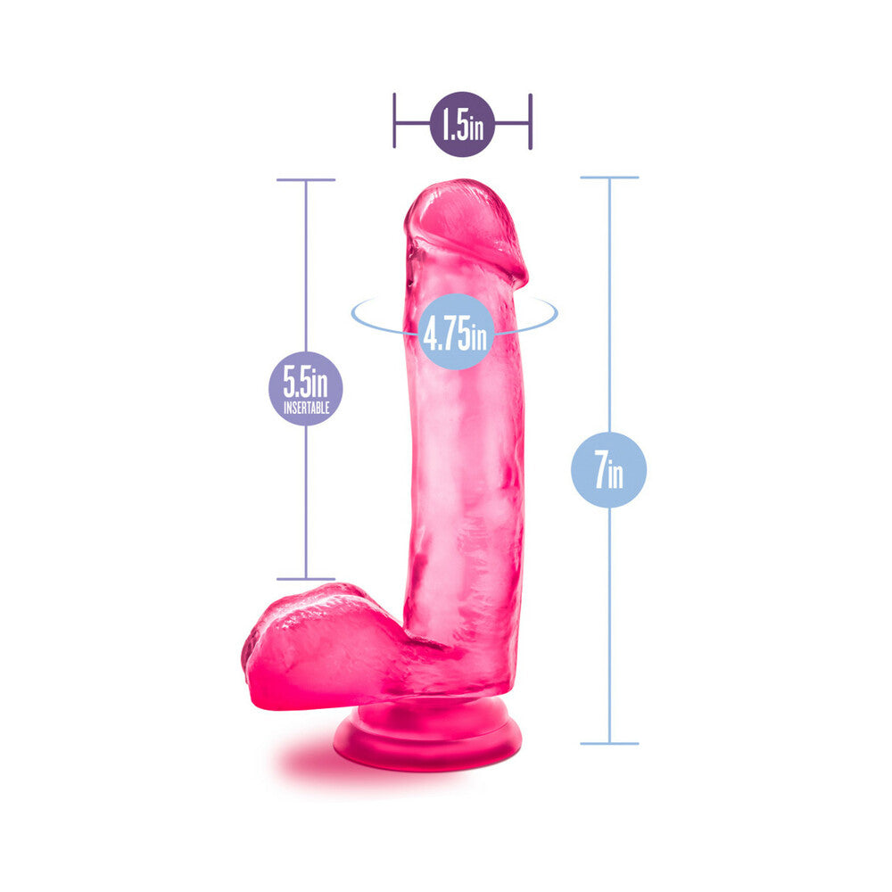 Blush B Yours Sweet 'n Hard 1 Realistic 7 in. Dildo with Balls & Suction Cup Pink