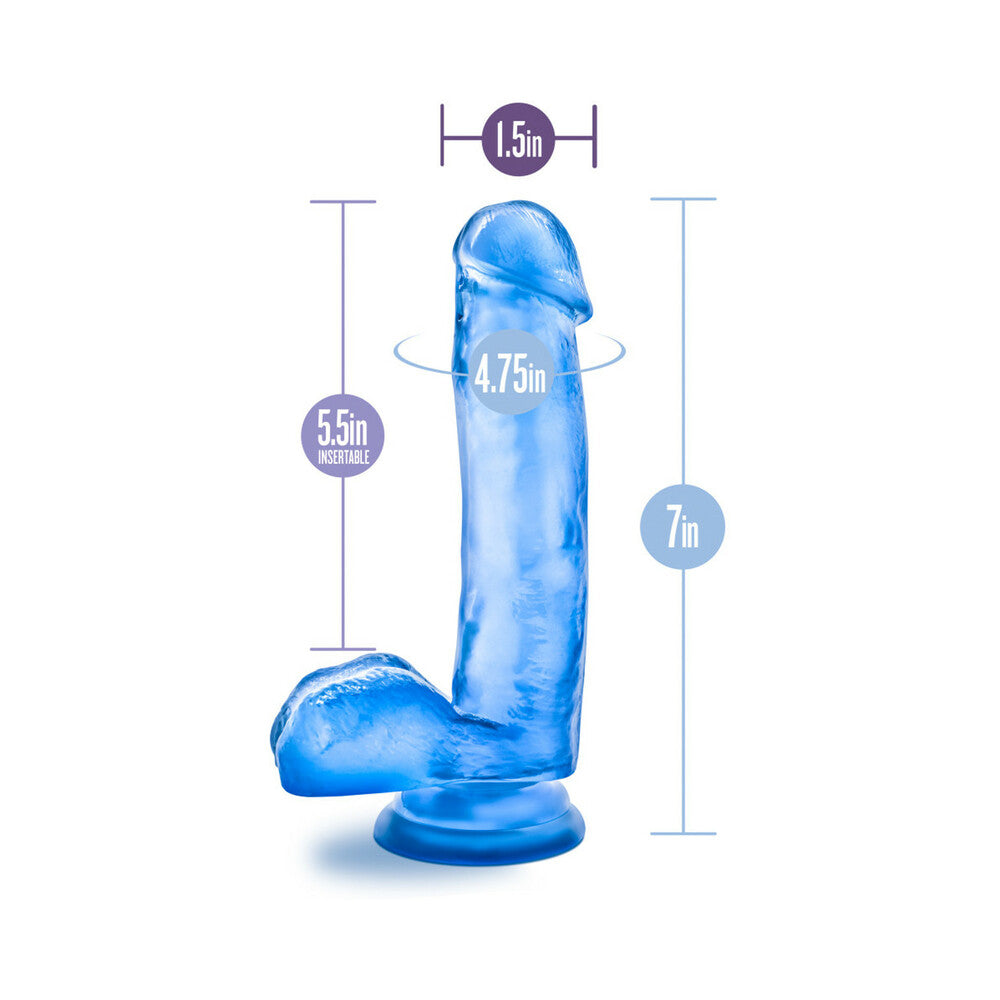 Blush B Yours Sweet 'n Hard 1 Realistic 7 in. Dildo with Balls & Suction Cup Blue