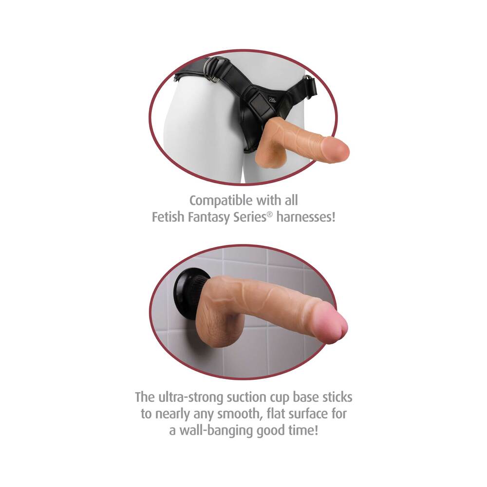 Pipedream Real Feel Deluxe No. 5 Realistic 8 in. Vibrating Dildo With Balls and Suction Cup Brown