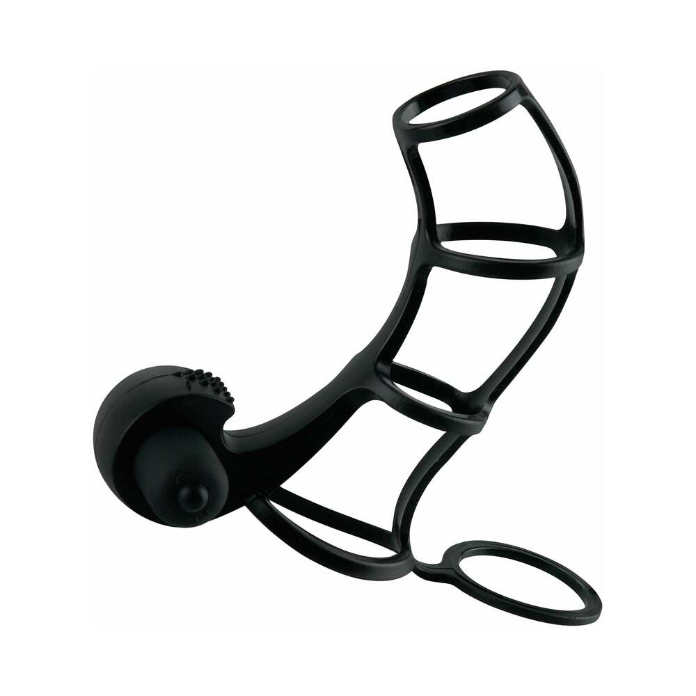 Pipedream Fantasy X-tensions Vibrating Deluxe Silicone Power Cage Black