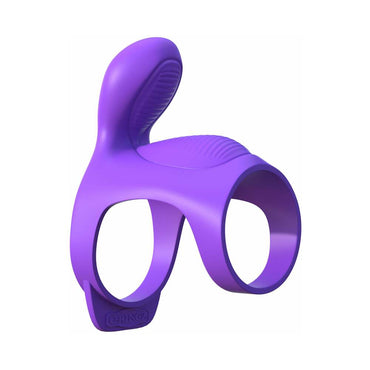 Pipedream Fantasy C-Ringz Ultimate Couples Cage Vibrating Silicone Cock Sheath With Clitoral Stimulation Purple