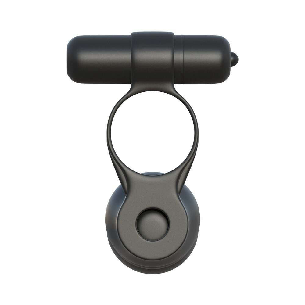 Pipedream Fantasy C-Ringz Posable Partner Double Penetrator Vibrating Silicone Dual Entry Cockring Black