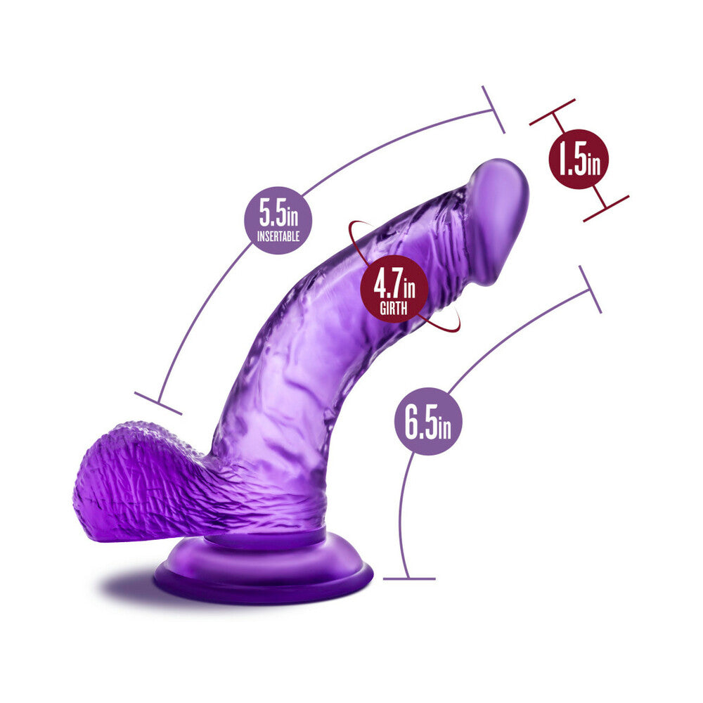 Blush B Yours Sweet 'n Hard 8 Realistic 6.5 in. Dildo with Balls & Suction Cup Purple