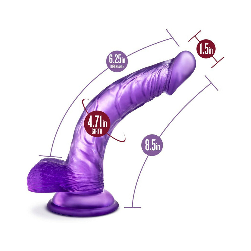 Blush B Yours Sweet 'n Hard 7 Realistic 8.5 in. Dildo with Balls & Suction Cup Purple