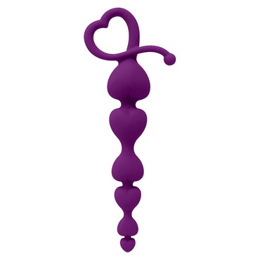 Curve Toys Gossip Hearts on a String Silicone Heart-Shaped Anal Beads Violet