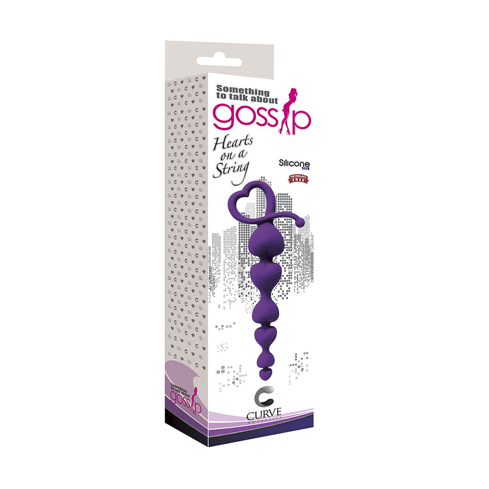 Curve Toys Gossip Hearts on a String Silicone Heart-Shaped Anal Beads Violet