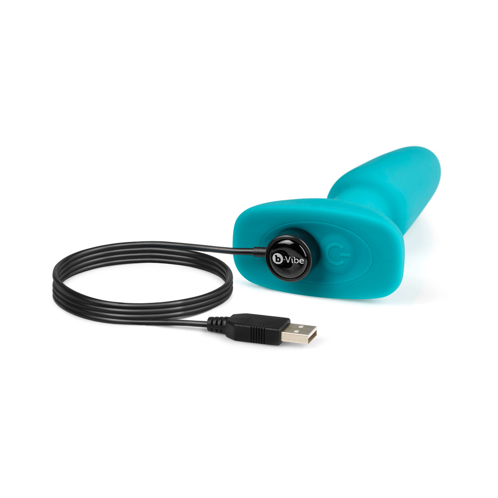 b-Vibe Rimming 2 Rechargeable Remote-Controlled Vibrating Silicone Anal Plug with Rotating Beads Teal