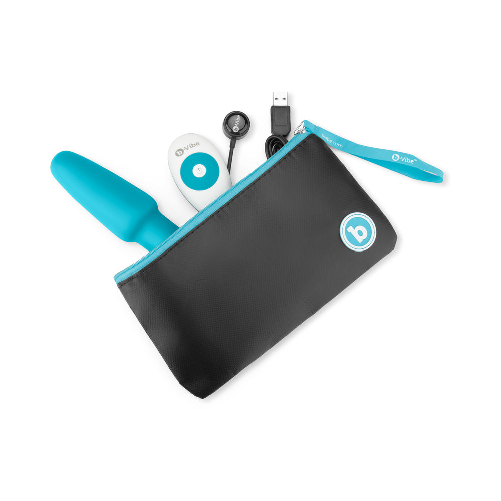 b-Vibe Rimming 2 Rechargeable Remote-Controlled Vibrating Silicone Anal Plug with Rotating Beads Teal