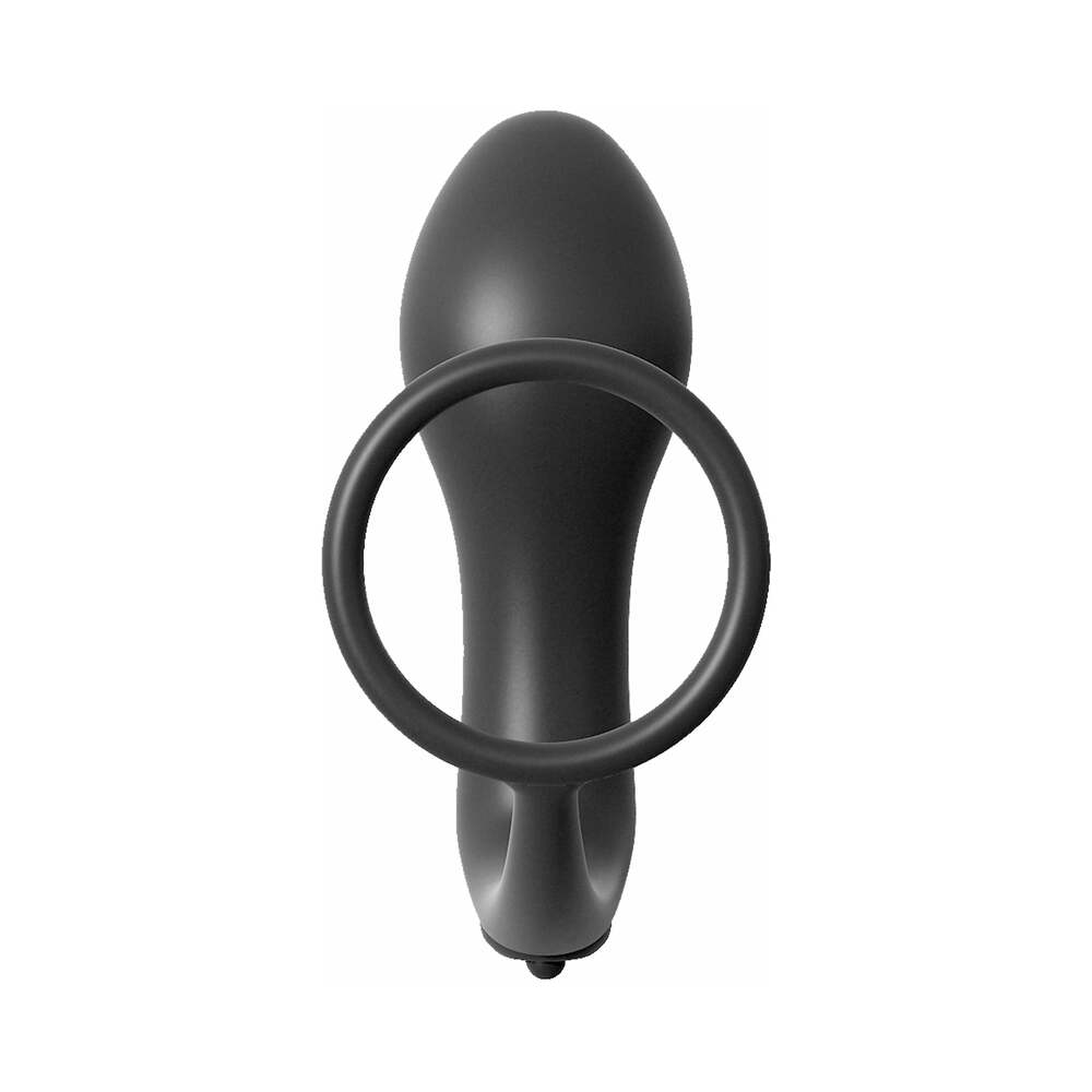 Pipedream Anal Fantasy Collection Silicone Ass-Gasm Vibrating Cockring & Plug Black