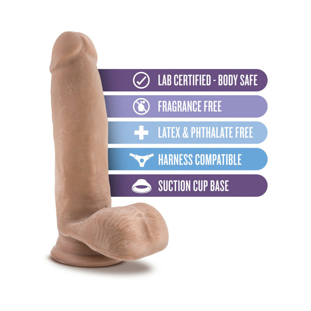 Blush Au Naturel 7 in. Posable Dual Density Dildo with Balls & Suction Cup Tan