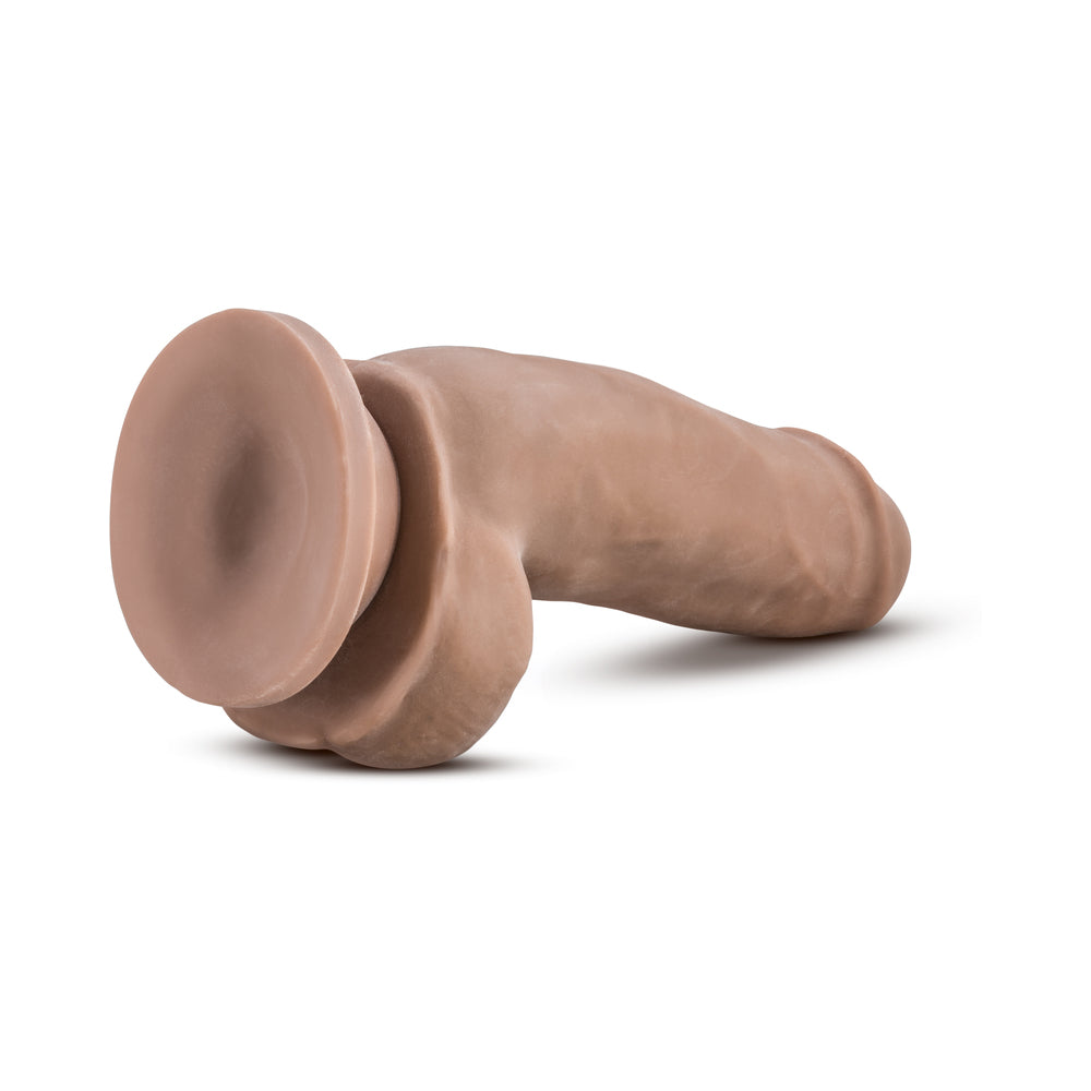 Blush Au Naturel 7 in. El Gordo Posable Dual Density Dildo with Balls & Suction Cup Tan