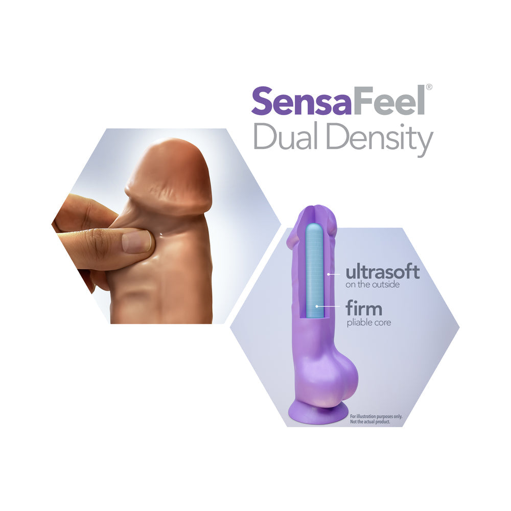 Blush Au Naturel 7 in. El Gordo Posable Dual Density Dildo with Balls & Suction Cup Tan