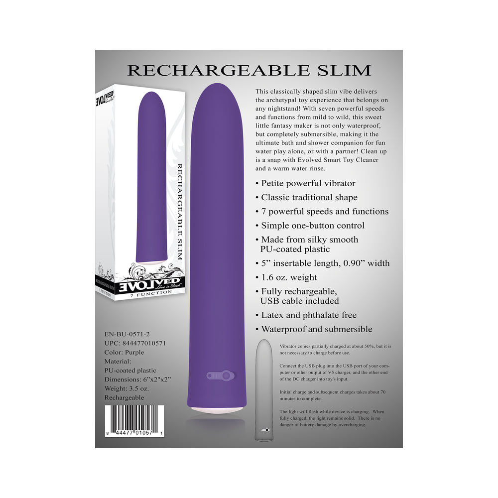 Evolved Rechargeable Sli mline Vibrator Purple