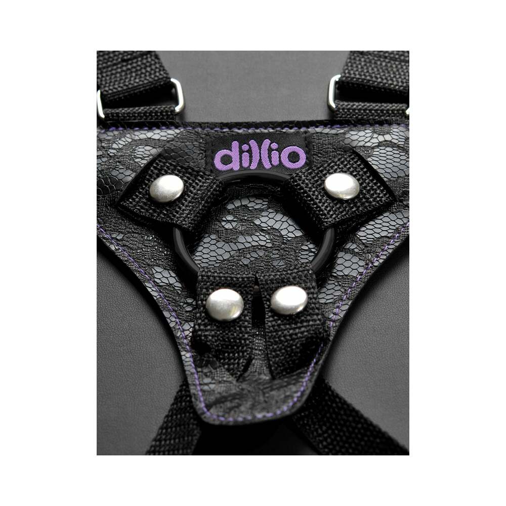 Pipedream Dillio Adjustable 6 in. Strap-On Suspender Harness Set Purple/Black