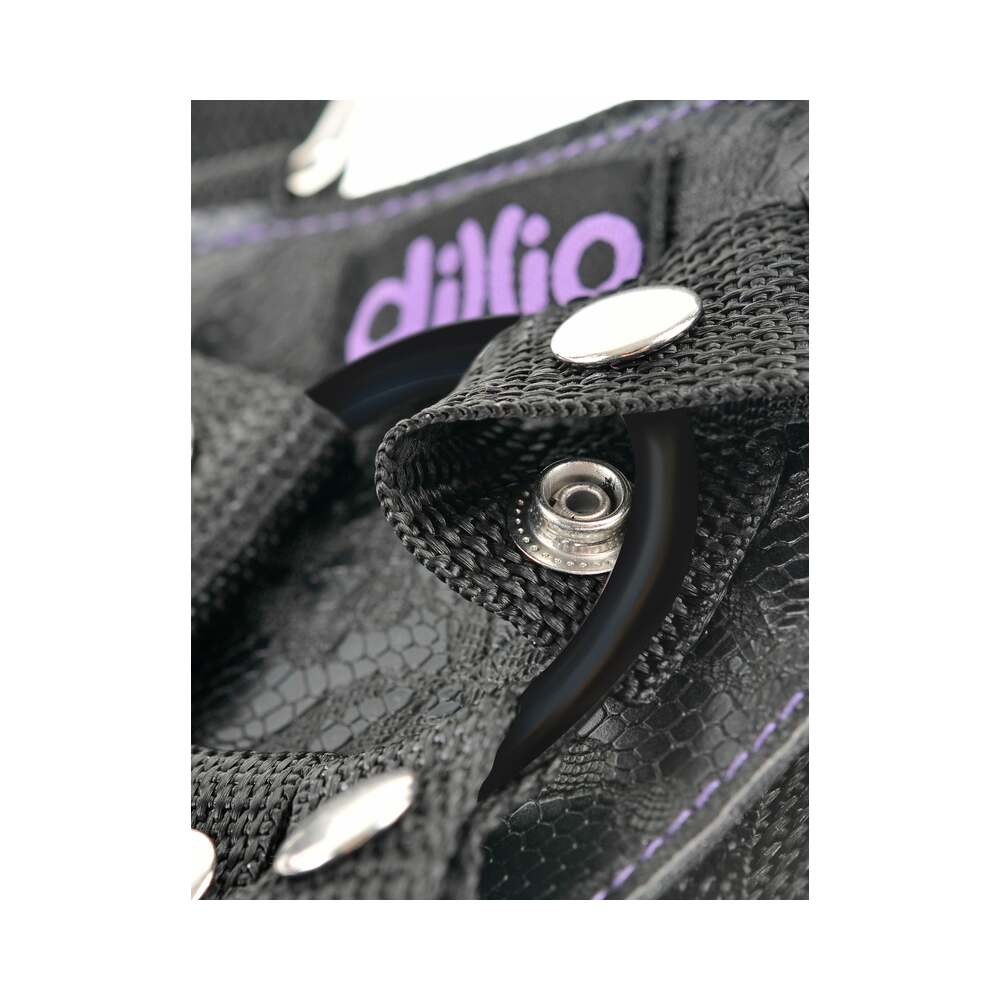 Pipedream Dillio Adjustable 6 in. Strap-On Suspender Harness Set Purple/Black