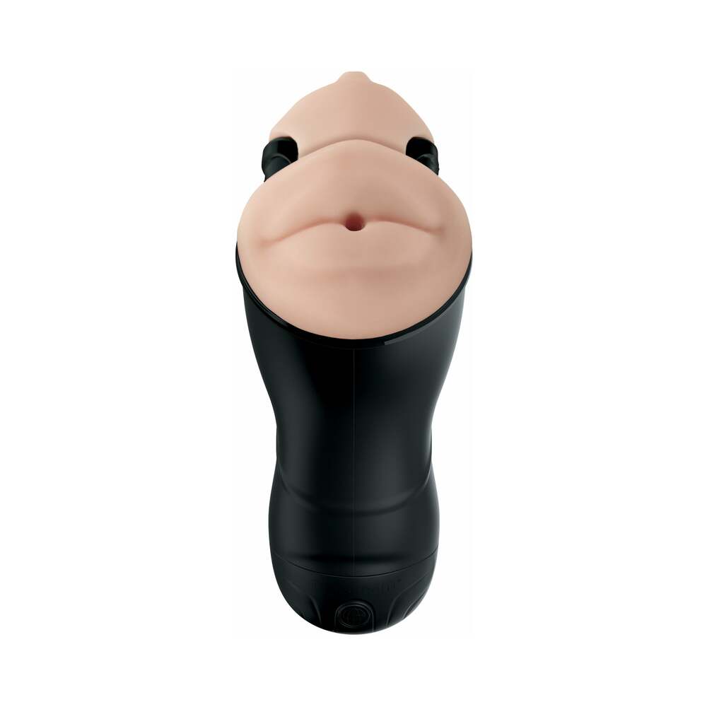 PDX Elite Double Penetration Vibrating Dual Entry Stroker Beige/Black