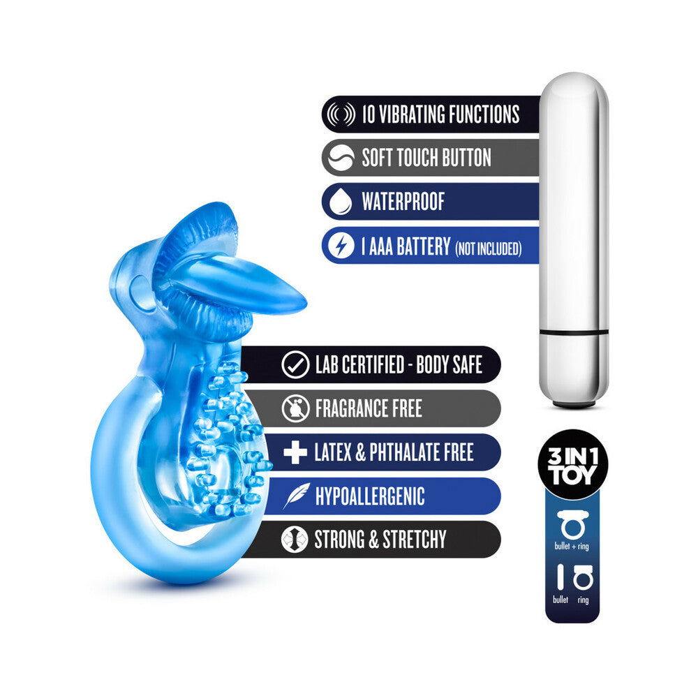 Blush Stay Hard 10 Function Vibrating Tongue Ring Blue