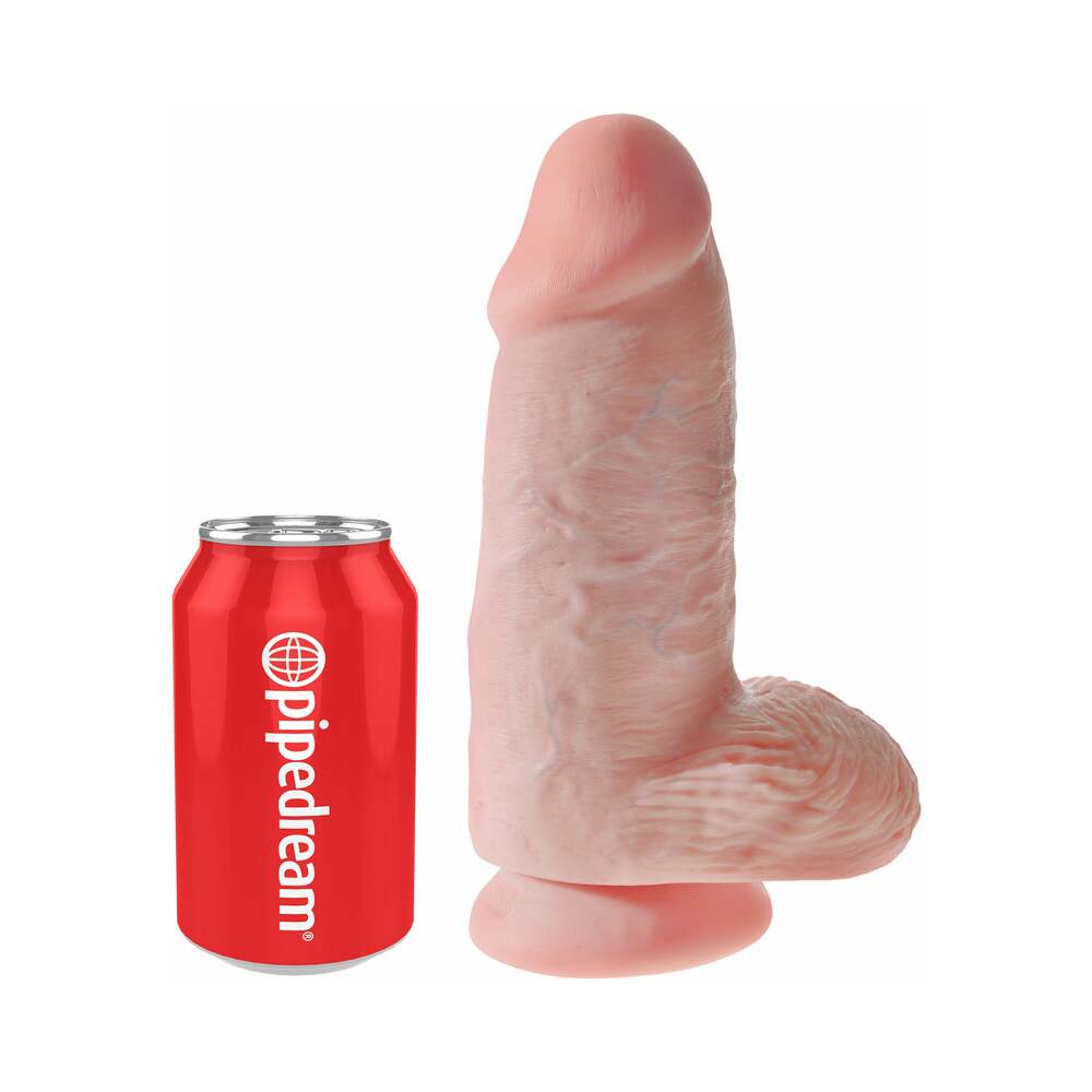 Pipedream King Cock Chubby 9 in. Cock With Balls Realistic Suction Cup Dildo Beige