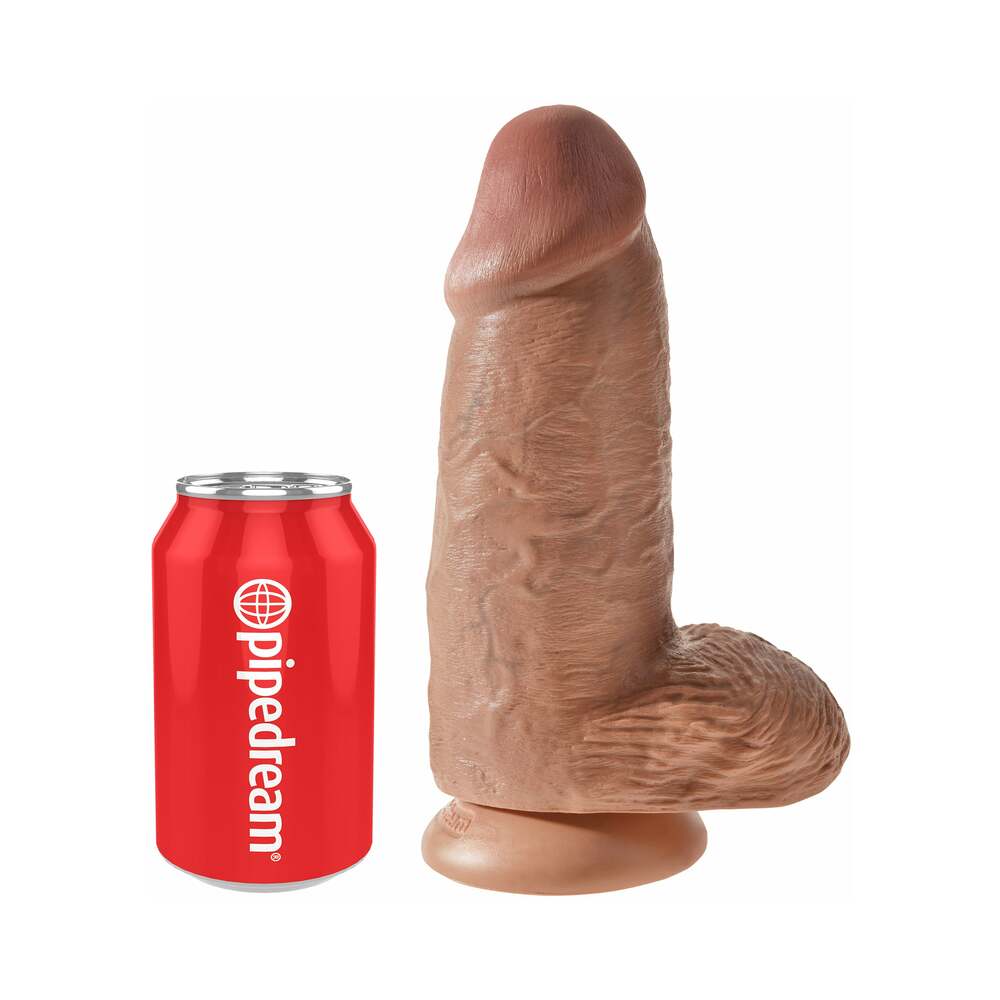 Pipedream King Cock Chubby 9 in. Cock With Balls Realistic Suction Cup Dildo Tan