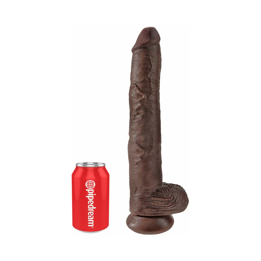Pipedream King Cock 14 in. Cock With Balls Realistic Suction Cup Dildo Brown