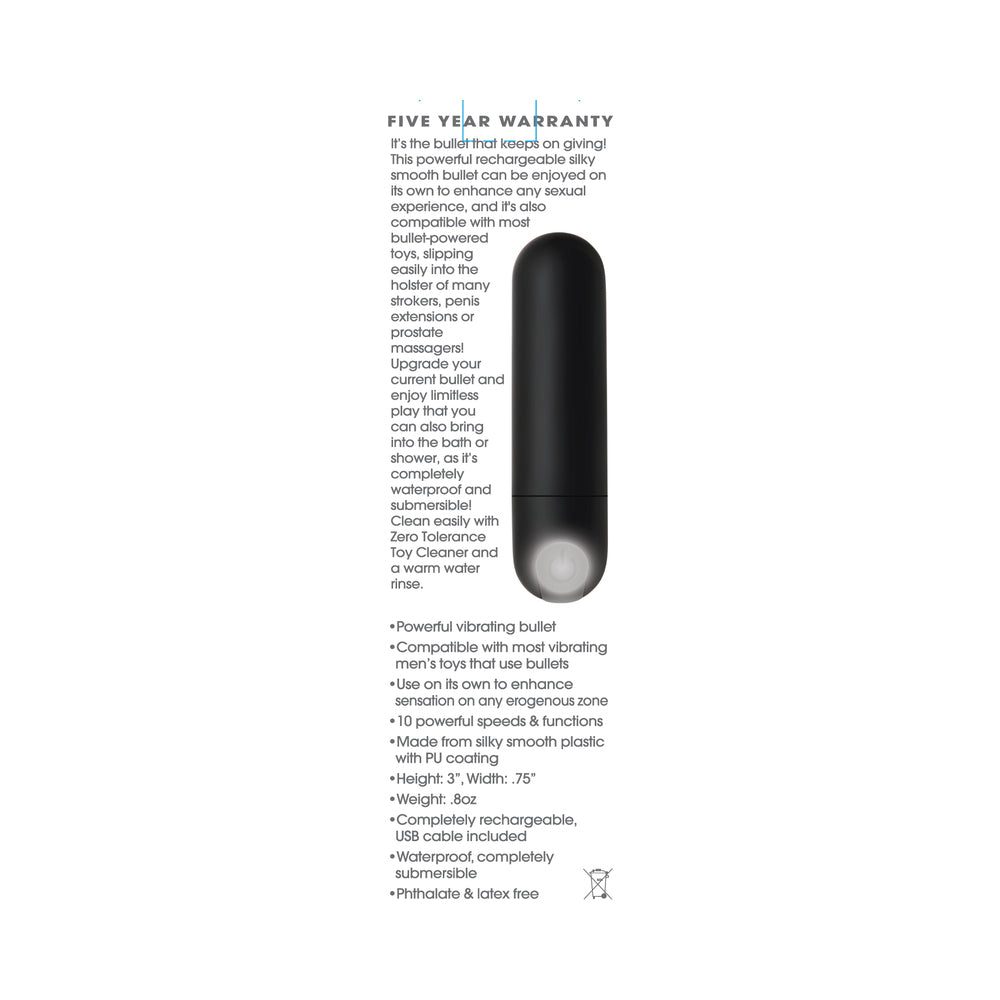 Zero Tolerance All Powerful Rechargeable Bullet Vibrator Black