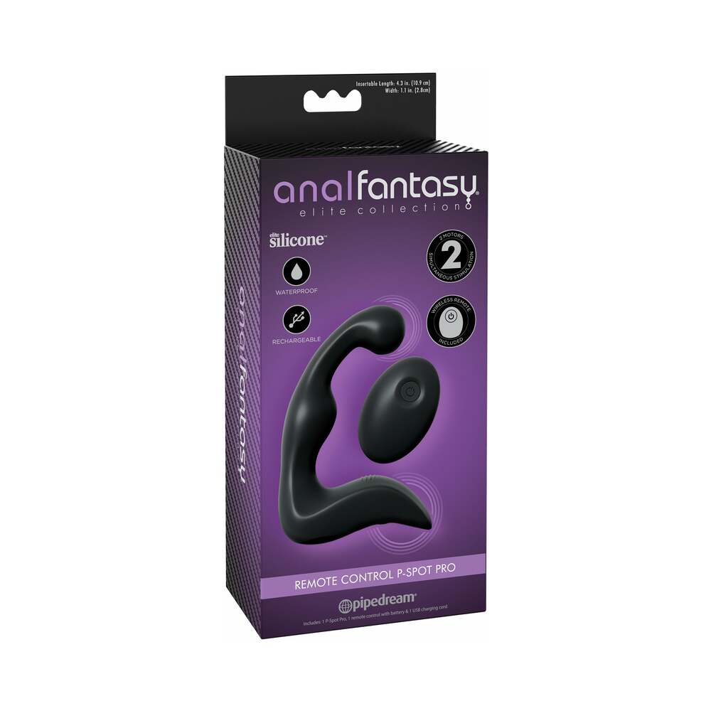Pipedream Anal Fantasy Elite Collection Rechargeable Vibrating Silicone Remote Control P-Spot Pro Black