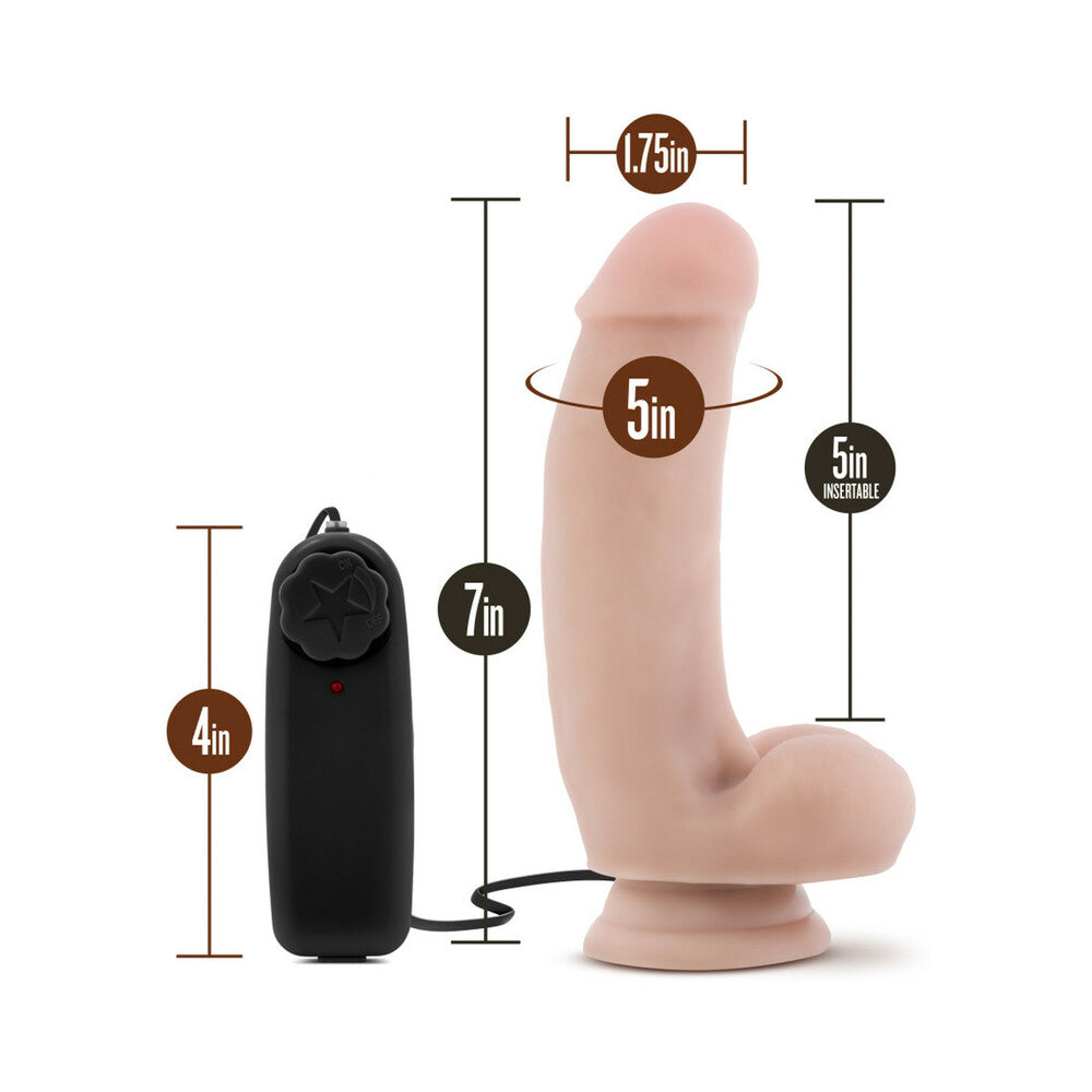 Blush Loverboy The Quarterback Remote-Controlled 7 in. Vibrating Dildo with Balls & Suction Cup Beige