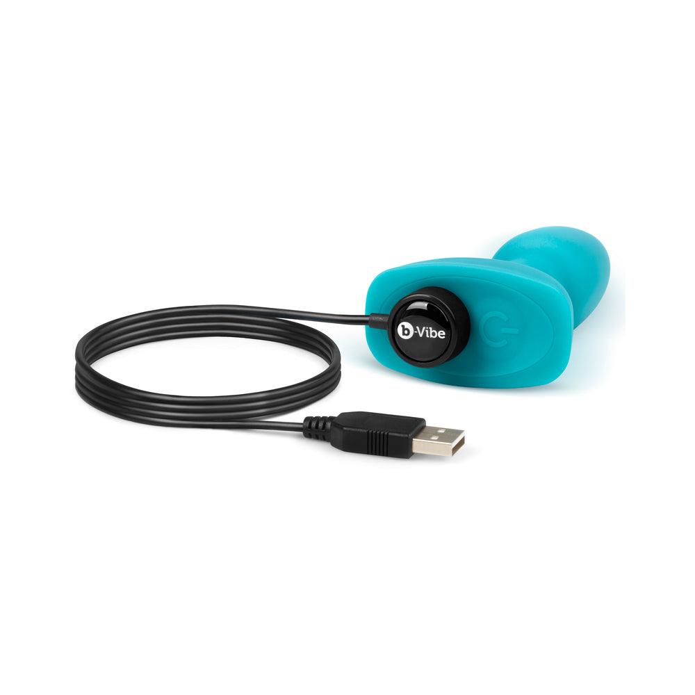 b-Vibe Rimming Petite Rechargeable Remote-Controlled Vibrating Silicone Anal Plug with Rotating Beads Teal