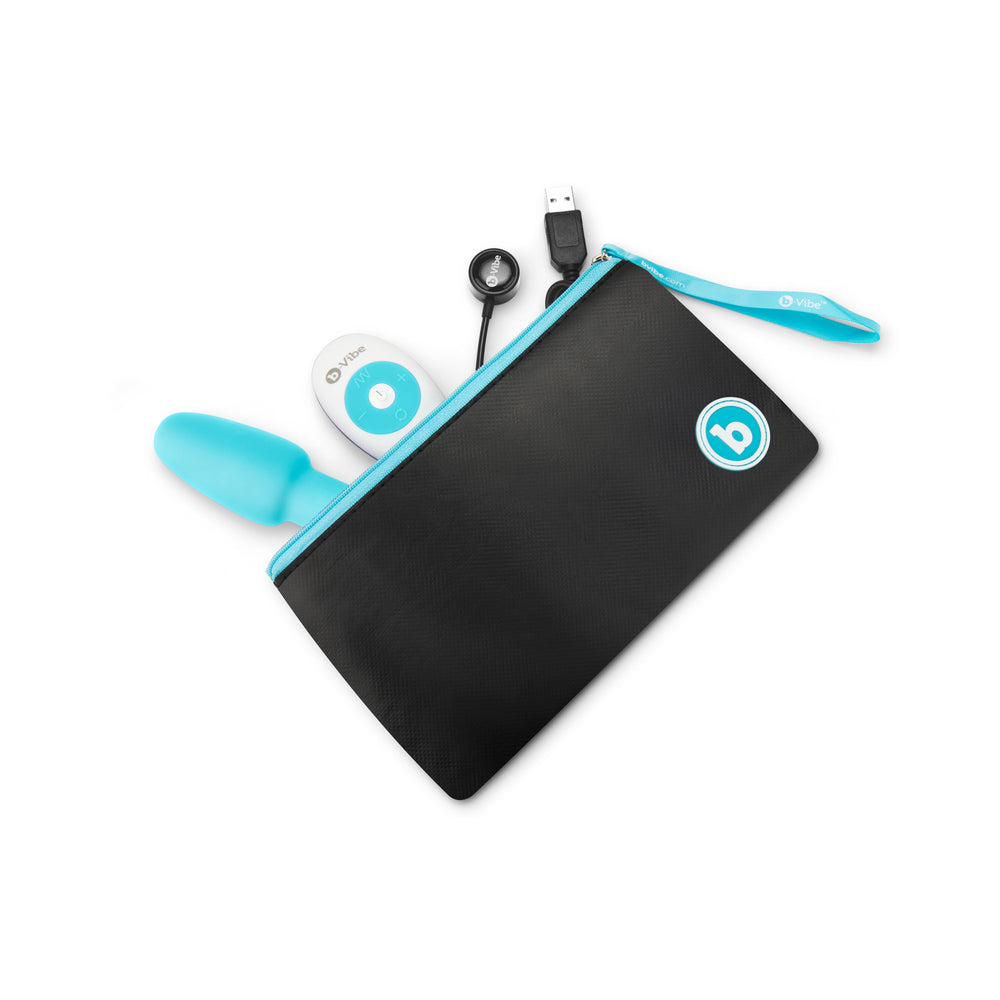 b-Vibe Rimming Petite Rechargeable Remote-Controlled Vibrating Silicone Anal Plug with Rotating Beads Teal