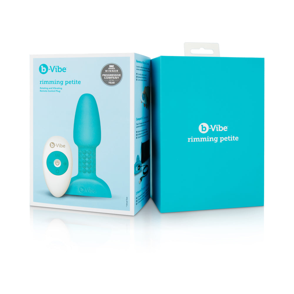 b-Vibe Rimming Petite Rechargeable Remote-Controlled Vibrating Silicone Anal Plug with Rotating Beads Teal