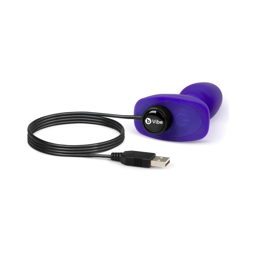 b-Vibe Rimming Petite Rechargeable Remote-Controlled Vibrating Silicone Anal Plug with Rotating Beads Purple