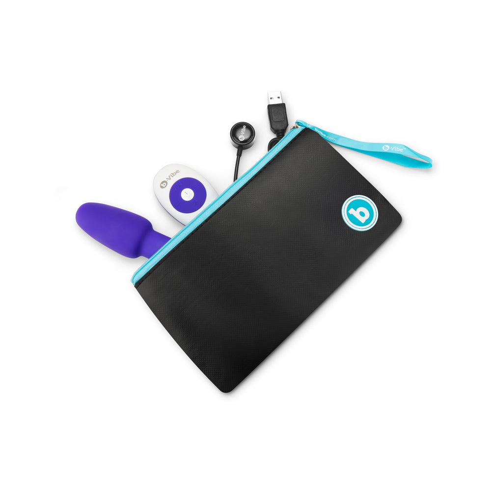 b-Vibe Rimming Petite Rechargeable Remote-Controlled Vibrating Silicone Anal Plug with Rotating Beads Purple