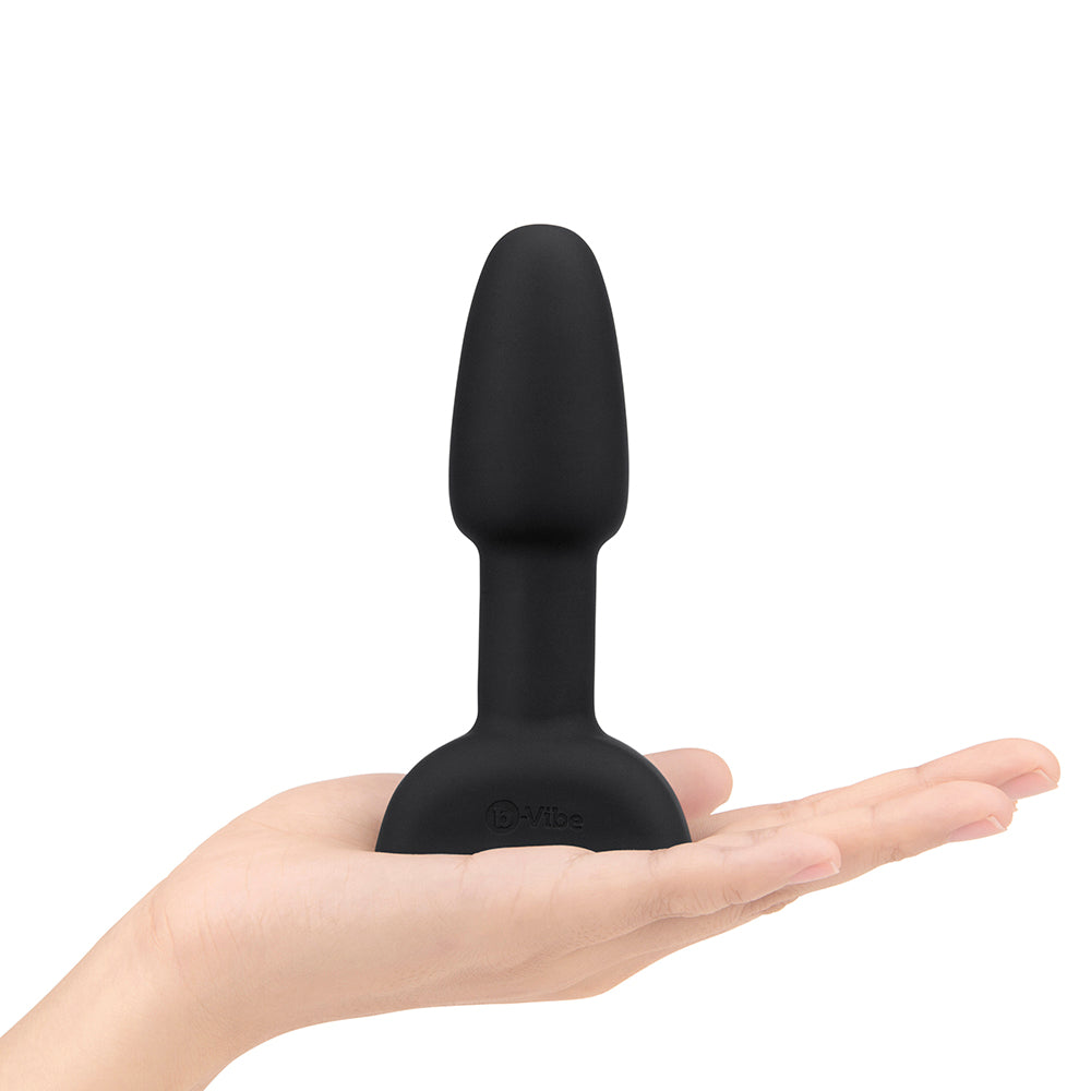 b-Vibe Rimming Petite Rechargeable Remote-Controlled Vibrating Silicone Anal Plug with Rotating Beads Black