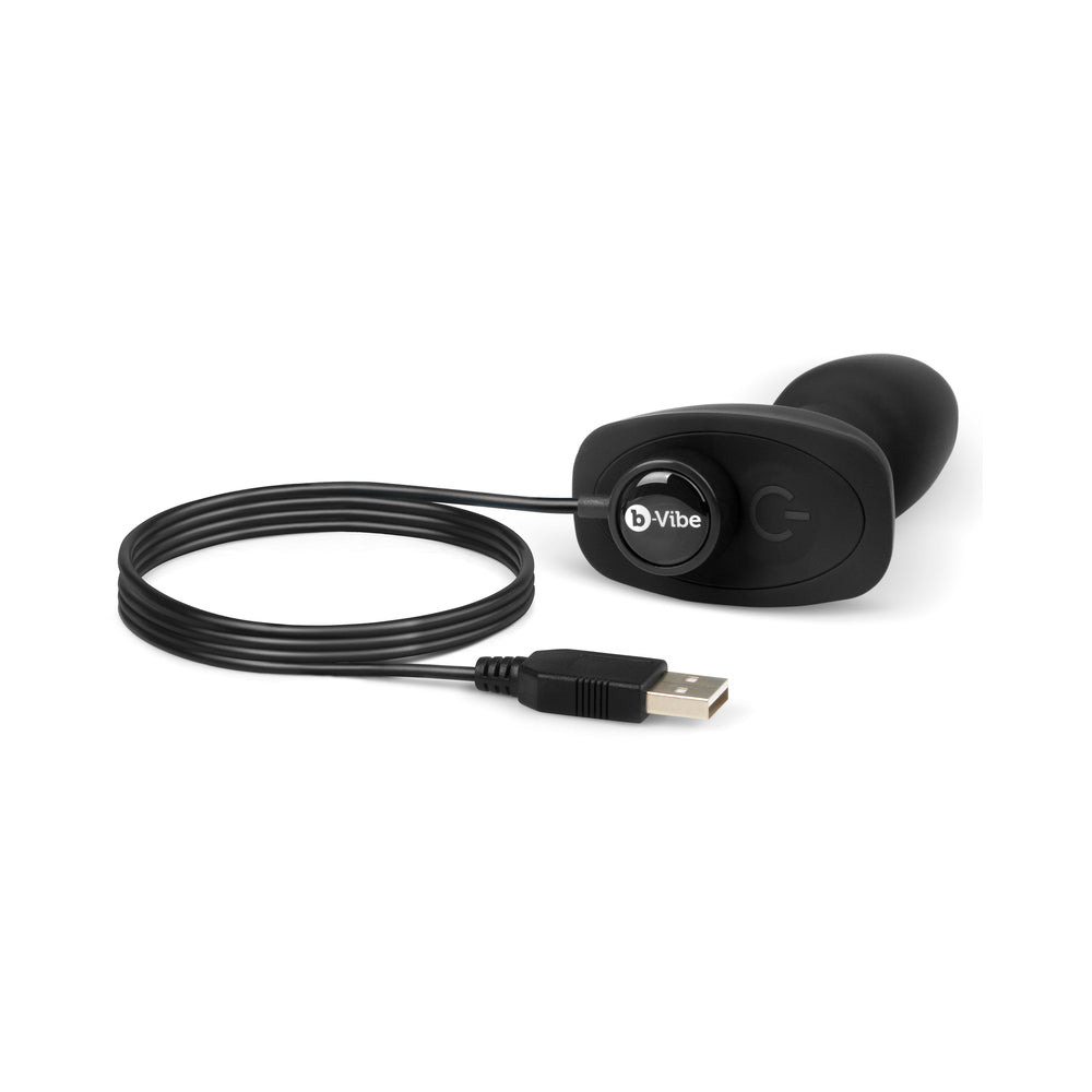 b-Vibe Rimming Petite Rechargeable Remote-Controlled Vibrating Silicone Anal Plug with Rotating Beads Black