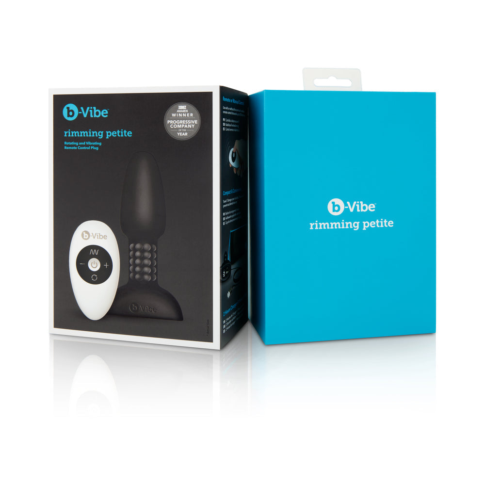 b-Vibe Rimming Petite Rechargeable Remote-Controlled Vibrating Silicone Anal Plug with Rotating Beads Black
