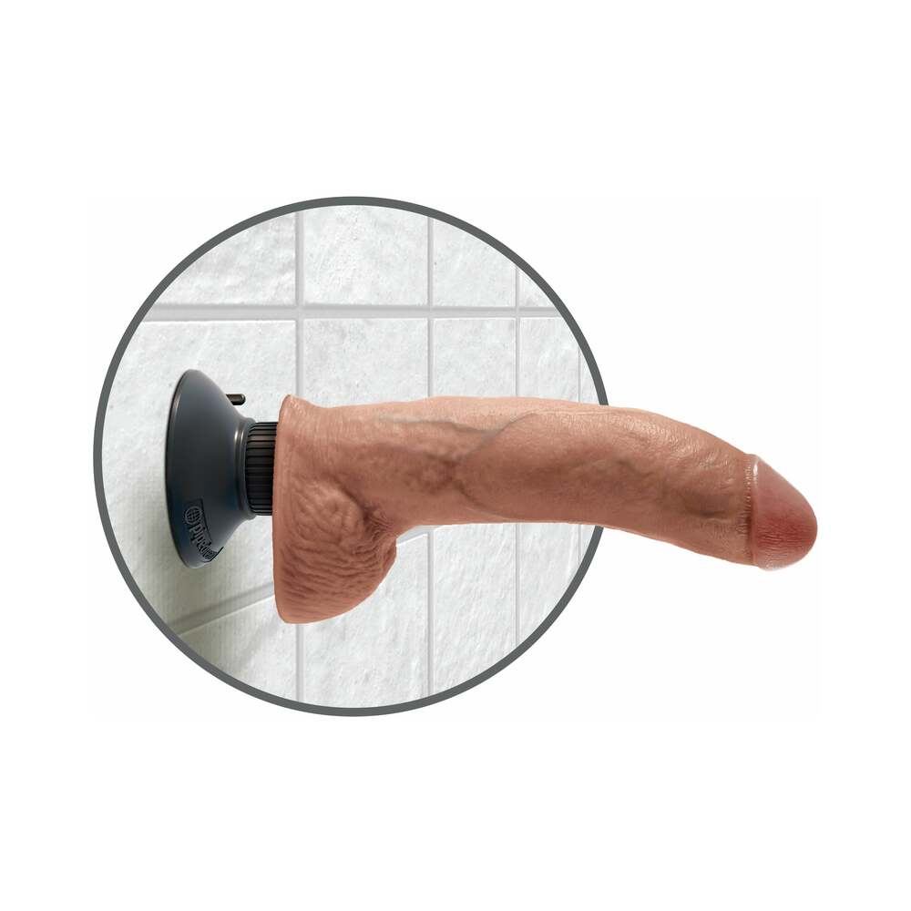 Pipedream King Cock 9 in. Vibrating Cock With Balls Poseable Suction Cup Dildo Tan
