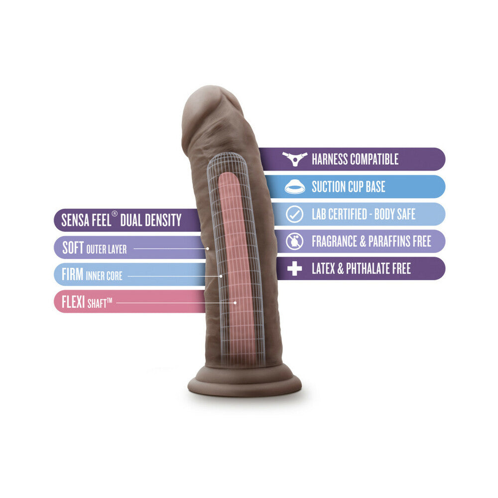 Blush Au Naturel 8 in. Posable Dual Density Dildo with Suction Cup Brown