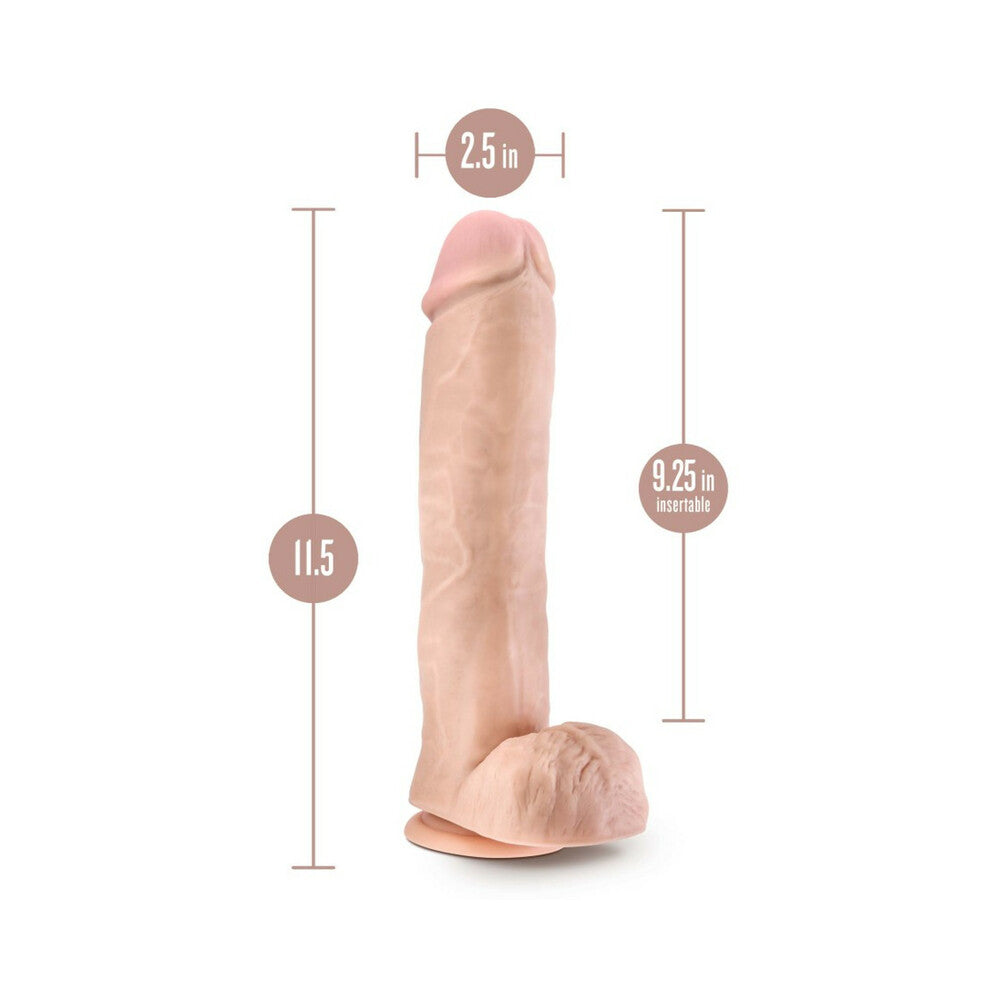 Blush Au Naturel Big John 11.5 in. Posable Dual Density Dildo with Balls & Suction Cup Beige