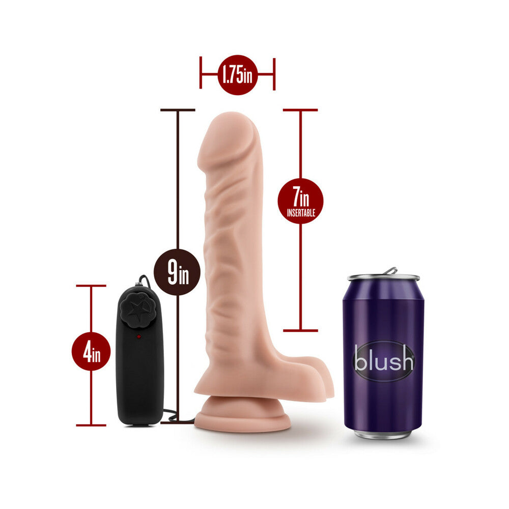 Blush Dr. Skin Dr. James Realistic 9 in. Vibrating Dildo with Balls & Suction Cup Beige