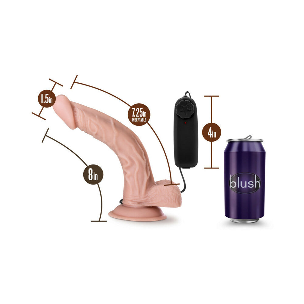 Blush Dr. Skin Dr. Sean Realistic 8 in. Vibrating Dildo with Balls & Suction Cup Beige