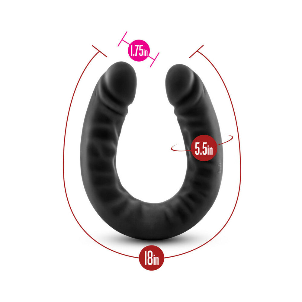 Blush Ruse Realistic 18 in. Silicone Slim Double Dildo Black