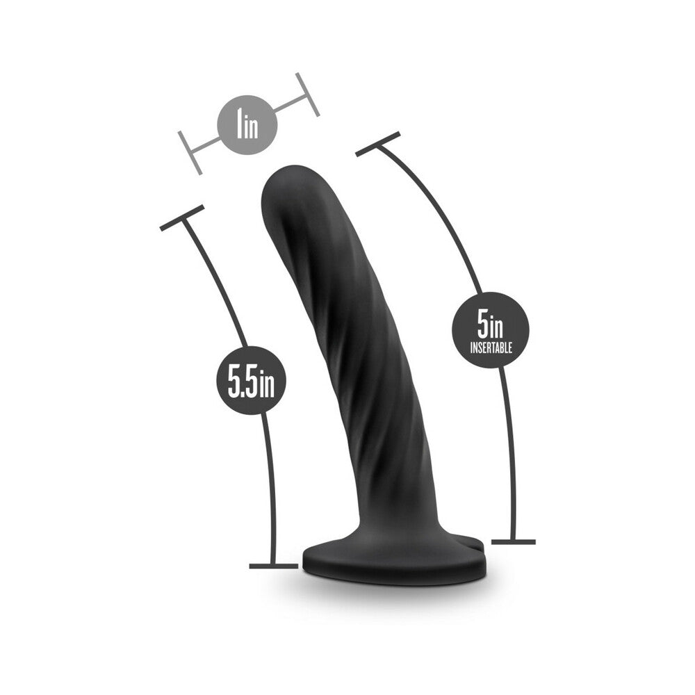 Blush Temptasia Twist 5.5 in. Curved Textured Silicone Dildo with Heart-Shaped Suction Cup Medium Black