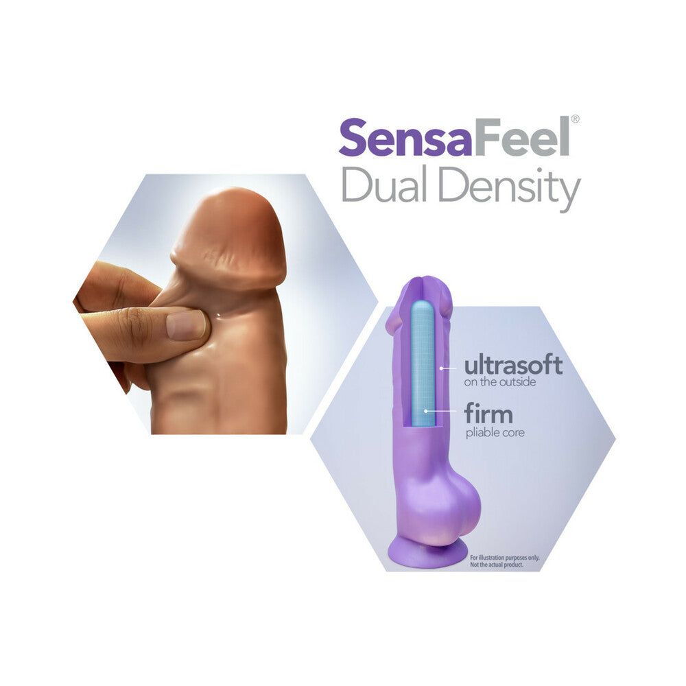 Blush Au Naturel 9.5 in. Posable Dual Density Dildo with Balls & Suction Cup Tan