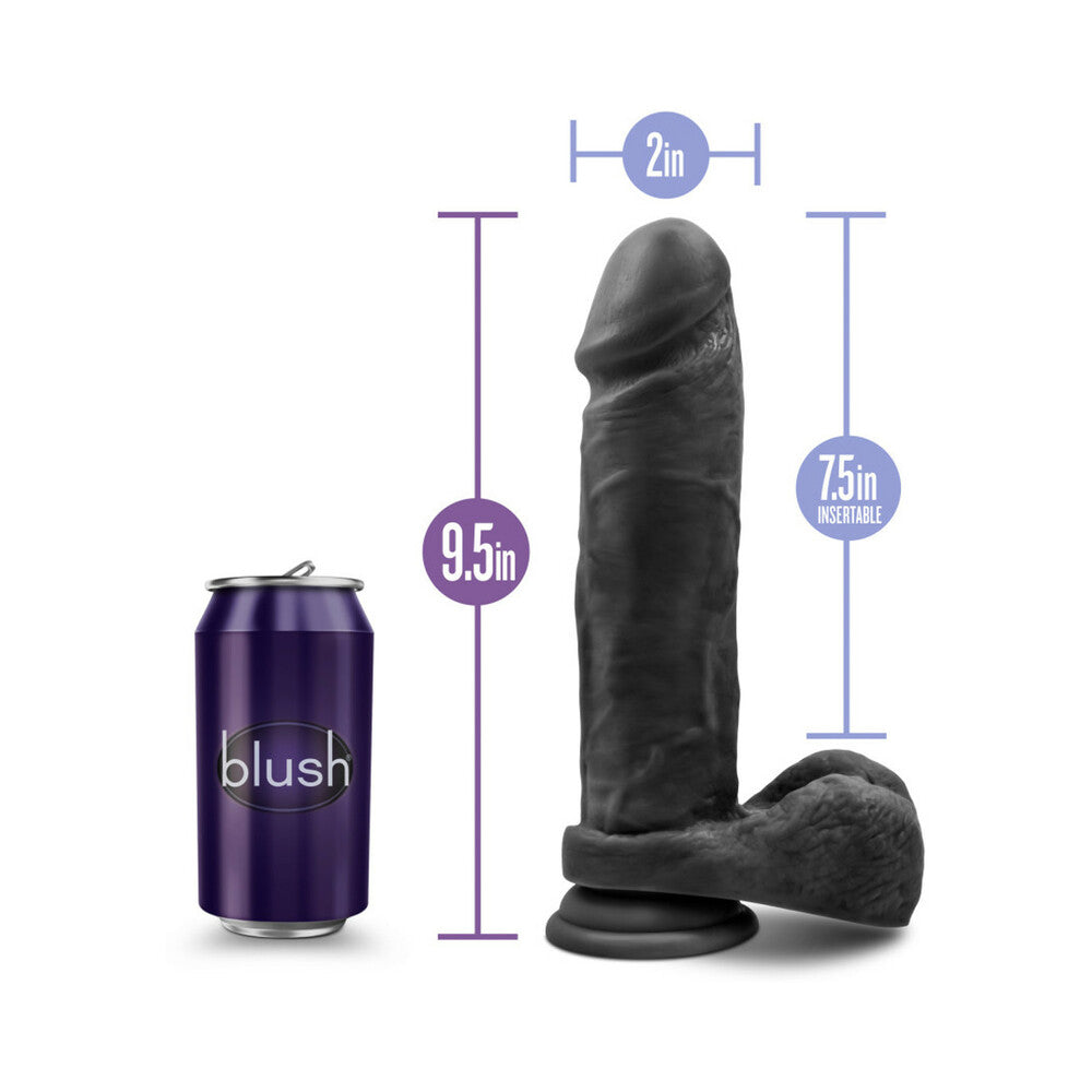 Blush Au Naturel Bold Massive 9 in. Posable Dual Density Dildo with Balls & Suction Cup Black
