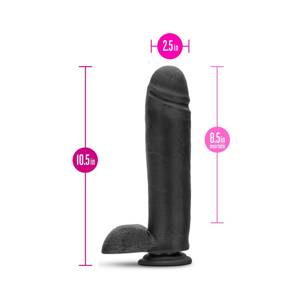 Blush Au Naturel Bold Huge 10.5 in. Posable Dual Density Dildo with Balls & Suction Cup Black