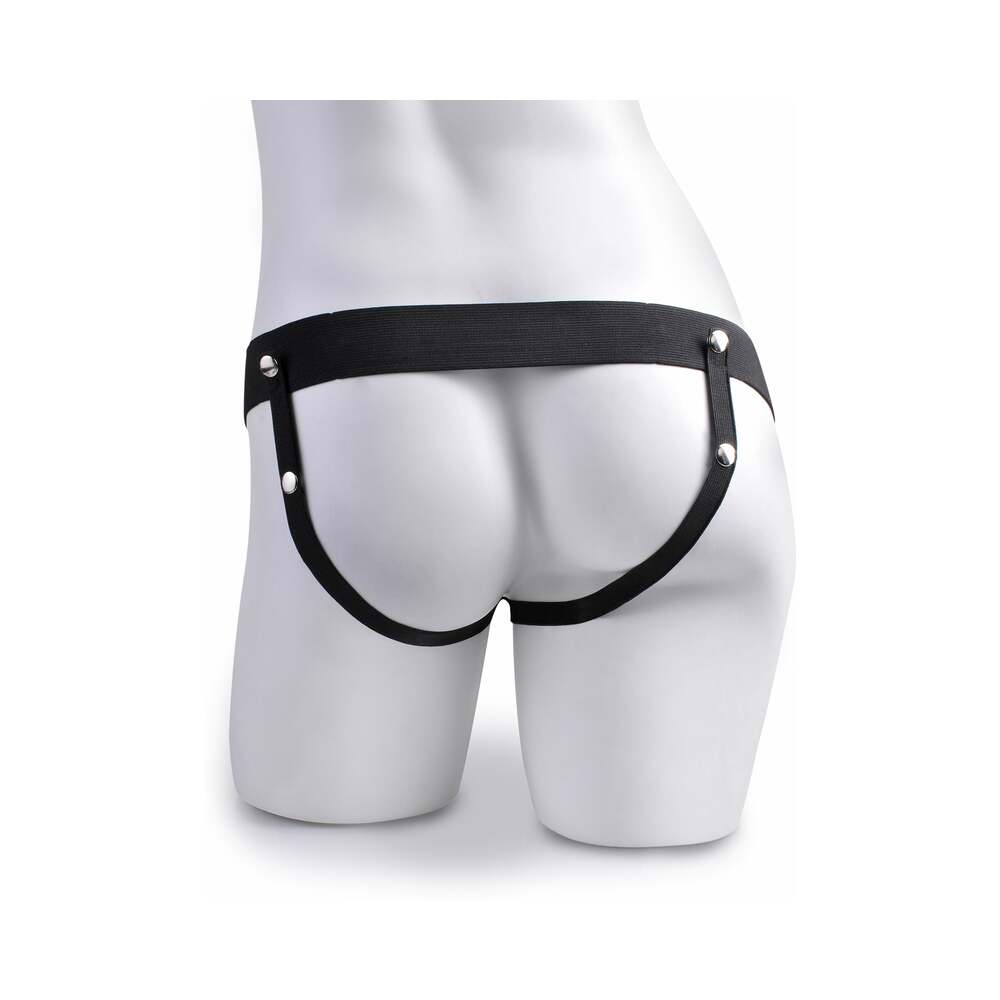 Pipedream Fetish Fantasy Series Rechargeable Remote-Controlled Vibrating 6 in. Hollow Strap-On With Balls Beige/Black