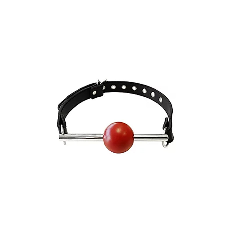 Rouge Leather Ball Gag with Removable Ball and Stainless Steel Rod Black/Red