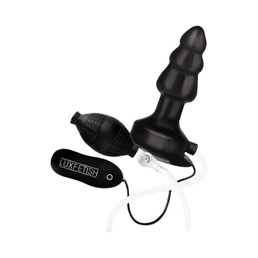 Lux Fetish 4 in. Inflatable Vibrating Butt Plug with Suction Base Remote-Controlled