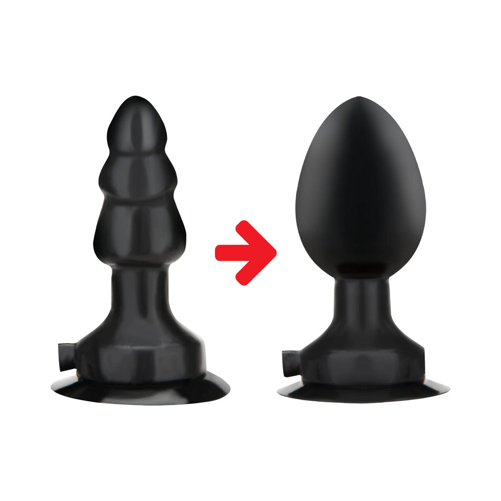 Lux Fetish 4 in. Inflatable Vibrating Butt Plug with Suction Base Remote-Controlled
